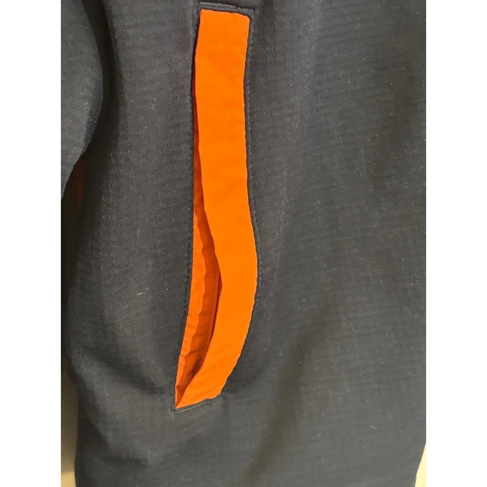 The North‎ Face Mens Full Zip Fleece Jacket Orange Collar Navy Blue L